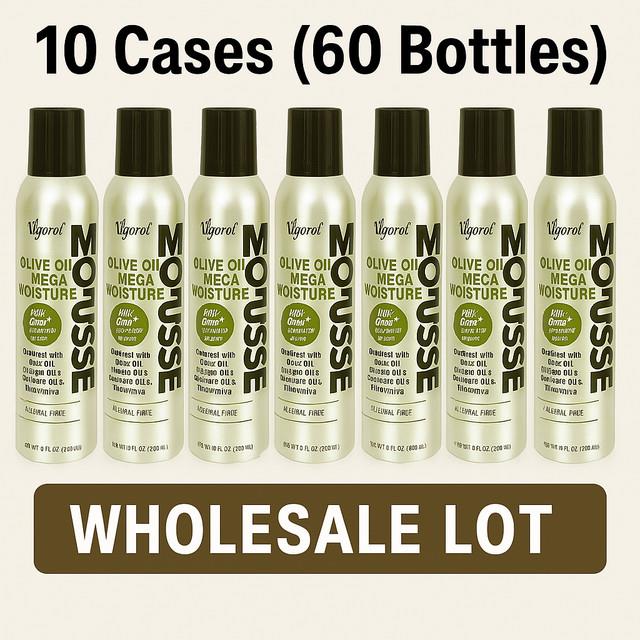 10 Cases! Vigorol Hair Mousse Olive Oil Mega Moisture Pack Of 6 12 Oz