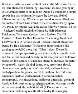 10 New Redken Cerafill Maximize DENSE FX Hair Diameter Thickening Treatment 10oz