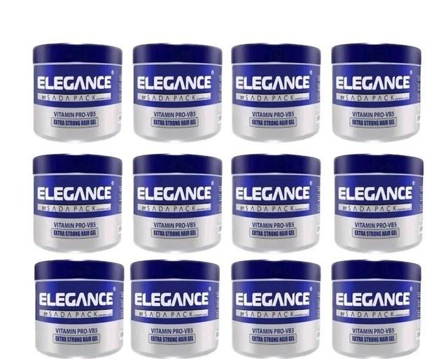 12 Elegance Extra Strong Hold Hair Styling Gel 250ml Vitamin Provb5 Protection