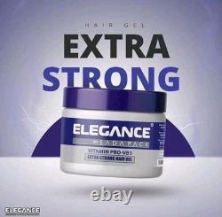12 Elegance Extra Strong Hold Hair Styling Gel 250ml Vitamin ProVB5 Protection