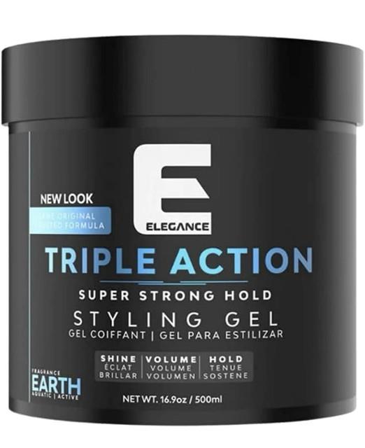 12 X Elegance Hair Gel Triple Action/extra Strong Hold Earth 500ml Each