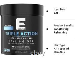 12 x Elegance Hair Gel Triple Action/Extra Strong Hold Earth 500mL each