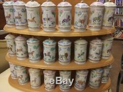 1993 Lenox Carousel Spice Jars Complete Set of 24 With Wooden Rack