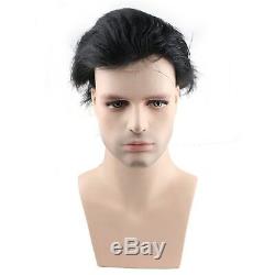 (#1B Off Black) SinoArt Men's Hairpiece Human Hair Toupee Wig Super Thin
