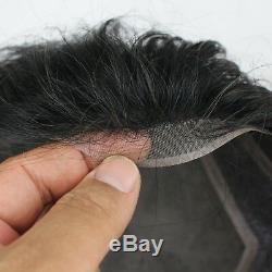 (#1B Off Black) SinoArt Men's Hairpiece Human Hair Toupee Wig Super Thin