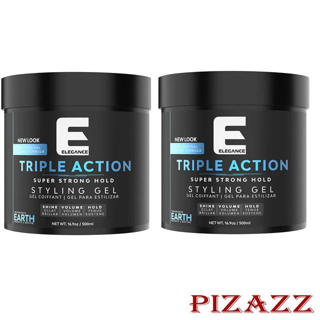 2 X Elegance Hair Gel Triple Action Earth 16.9 Fl Oz/500ml =1000ml