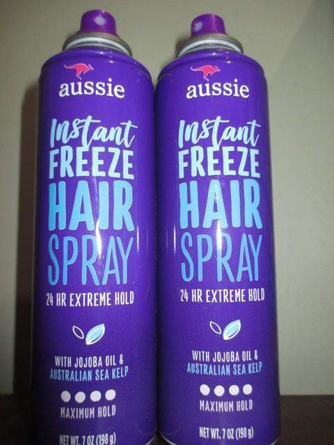 2x Aussie Instant Freeze Hairspray Original Formula Jojoba Oil & Sea Kelp 7 Oz