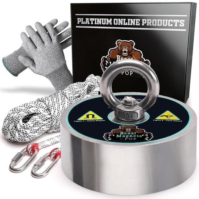 3000lb Complete 360 Degree Magnet Fishing Kit Includes Strong 360 Neodymium