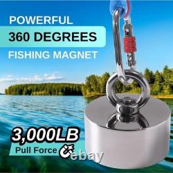 3000lb Complete 360 Degree Magnet Fishing Kit Includes Strong 360 Neodymium