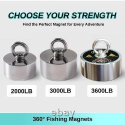 3000lb Complete 360 Degree Magnet Fishing Kit Includes Strong 360 Neodymium