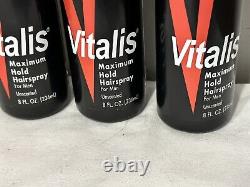 3 Bottles Vitalis Hairspray For Men Non-Aerosol Unscented Maximum Hold 8 oz