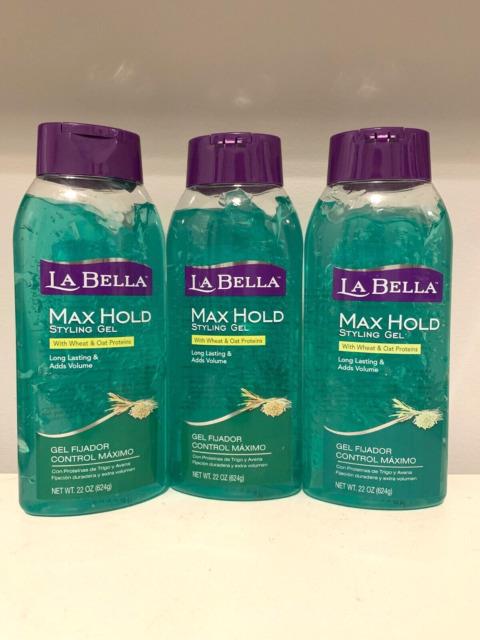 3 La Bella Max Hold Styling Gel Wheat & Oat Proteins 22 Oz. Each