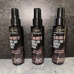3 Lot L'oreal Blow Dry It Quick Dry Primer Spray Heat Protection 4.2 Oz Each