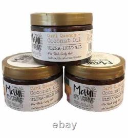 3 Maui Moisture Hair Styling Curl Quench + Coconut Oil Ultra-Hold Gel 12 Oz