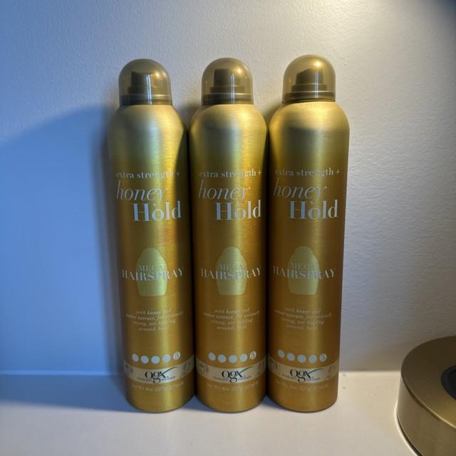 3 Ogx Honey Hold Mega Hairspray Extra Strength Honey & Amber Extract 8 Oz Each