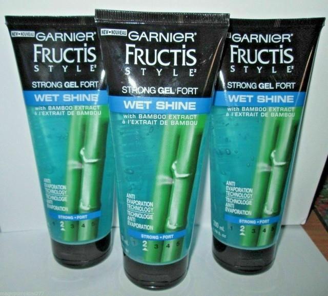 3 Original Garnier Fructis Style Wet Shine, Strong Hair Gel #2 With Bamboo Extract