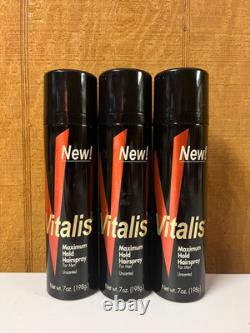 3 Vitalis Maximum Hold Hairspray For Men Unscented 7 Oz. Each