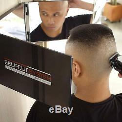 3 Way Mirror Self Cut Hair For Men Trifold Personal Bathroom Haircut Wall Mount