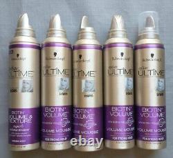 5 SCHWARZKOPF STYLISTE ULTIME BIOTIN + VOLUME & TEXTURE MOUSSE STRONG HOLD 8 oz