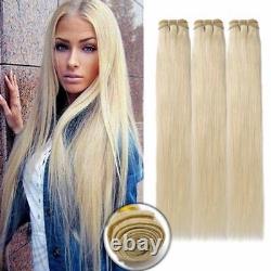 #60 Platinum Blonde 1/3/4 Bundles Straight Remy Human Hair Extensions Weave