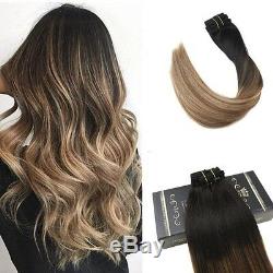 (60cm, #1b#6#16) Ugeat 60cm 100 Real Human Hair Clip in Extensions Balayage