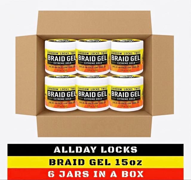 Allday Locks Extreme Hold Braid Hair Gel With Tea Tree Edge Control 15 Fl Oz 6jars