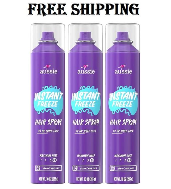 Aussie Instant Freeze Hairspray With Jojoba & Sea Kelp, Strong Hold, 10.0 Oz, Usa
