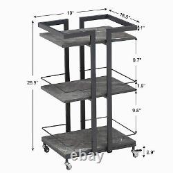 BarberPub Utility Manicure Trolley Metal Storage Rolling Cart with Wheels 2033