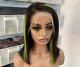 Black Green Highlight Short Bob Straight Wig 4×4 Lace Front 100%human Hair Wig