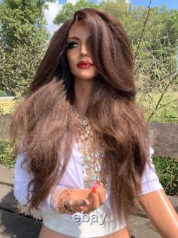 Brown Hair Lace Wig, Volume Thick Hair Style 919 16 GODDESS