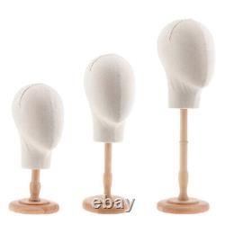 Canvas Mannequin Head Model+Detachable Wood Stand Wigs Making Hats Caps Display