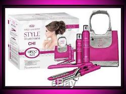 Chi Miss Universe Pink Updo Styling Kit Hair Straightener Flat + Curling Iron