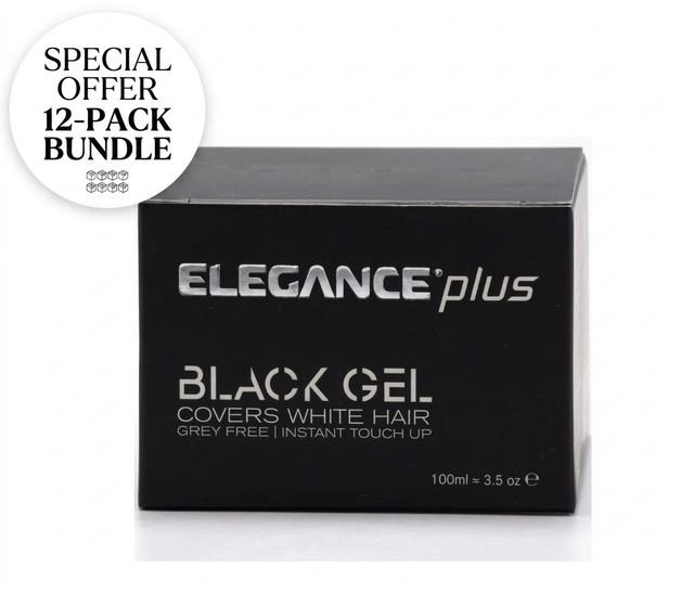 Elegance Plus Black Gel 100ml Cover Grey White Hair Instant Touch Up 12 Pack
