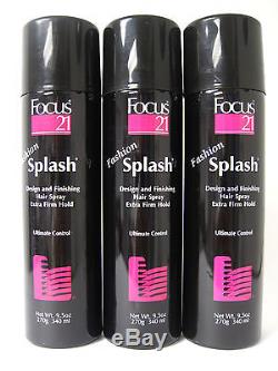 FOCUS 21 SPLASH DESIGN AND FINISHING Hair Spray Extra Firm Hold 9.5 oz 3 Cans