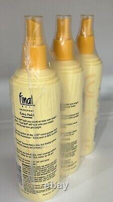 Final Net Hairspray Pump Extra Hold Unscented All Day Hold 12 0z (New Lot Of 3)
