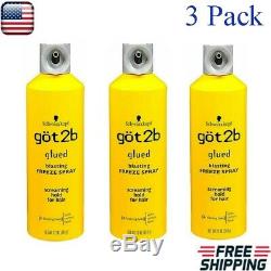 Got2b Glued Blasting Freeze Spray 12 Ounce Spray Hair Screaming Hold 3 PCS