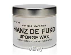 Hanz De Fuko Sponge Wax Medium Hold Semi Matte Finish Mens Hair 2oz. 60 ml