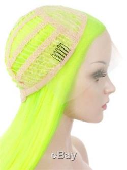 Imstyle Neon Yellow Lace Front Wig Middle Part Bob Wig Synthetic Lace Hair