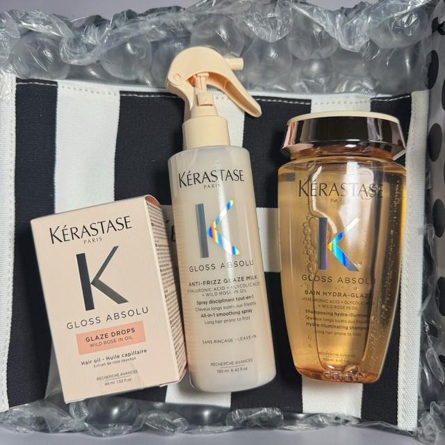 Kerastase Gloss Absolu Must Haves Set Shampoo Oil Milk Pouch $155 Authentic