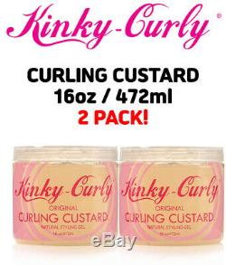 Kinky-Curly Curling Custard Natural Styling Gel 16 oz 2PACK