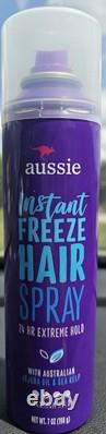 LOT OF 12 Aussie Instant Freeze Original Hairspray 7oz 24 Hour Extreme Hold CASE