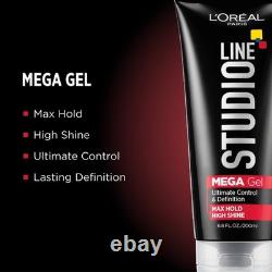LOreal Studio Line Mega Hair Gel Ultimate Control Max Hold 6.8 Ounce Pack of 12