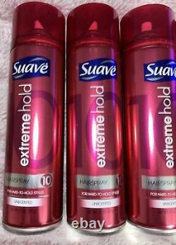 Lot 10 Suave EXTREME HOLD # 10 Hairspray UNSCENTED For Hard To Hold Styles Cap