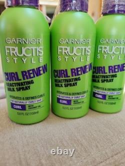 Lot Of 3 Garnier Fructis Style Curl Renew Reactivating Milk Spray 5 Oz Bottles