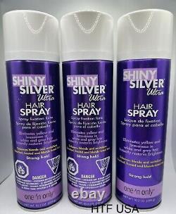Lot Of 3 One N Only Shiny Silver Ultra Hair Spray Strong Hold 10.2 oz