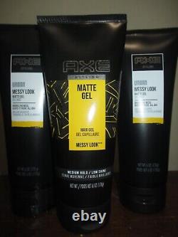 Lot of 3 AXE Matte Gel Messy Look Hair Gel Medium Hold Tube 6oz