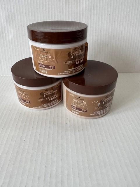 Lot Of 3 Smooth N Shine Camellia Oil Shea Butter Curl Defining Cream Schwarzkopf