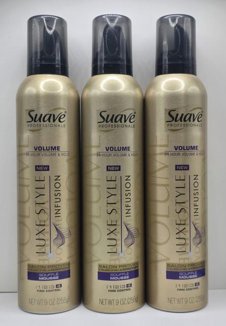Lot Of 3 -suave Professionals Volume Luxe Style Infusion #4 Souffle Mousse 9 Oz