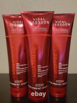 Lot of 3 Vidal Sassoon Pro Series VS Mega Firm Hold Hair Gel 8.71 oz