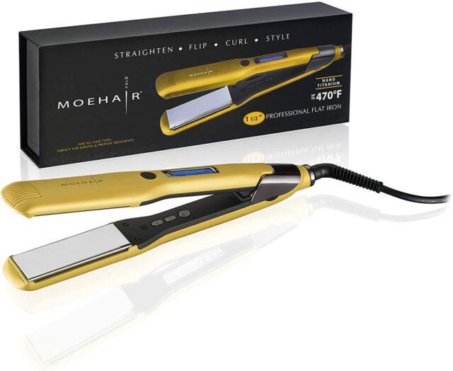 Moehair Professional Hair Straightener Tr 28 1.5 Titanium Flat Iron, Yellow